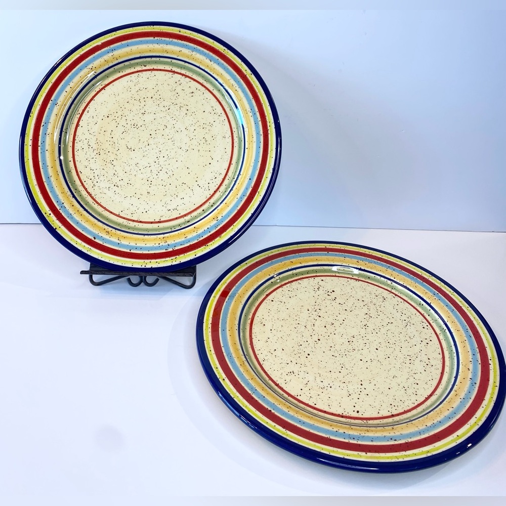 Vintage Pfaltzgraff Plates Sedona Handpainted 12” Chop Plates Large Stoneware